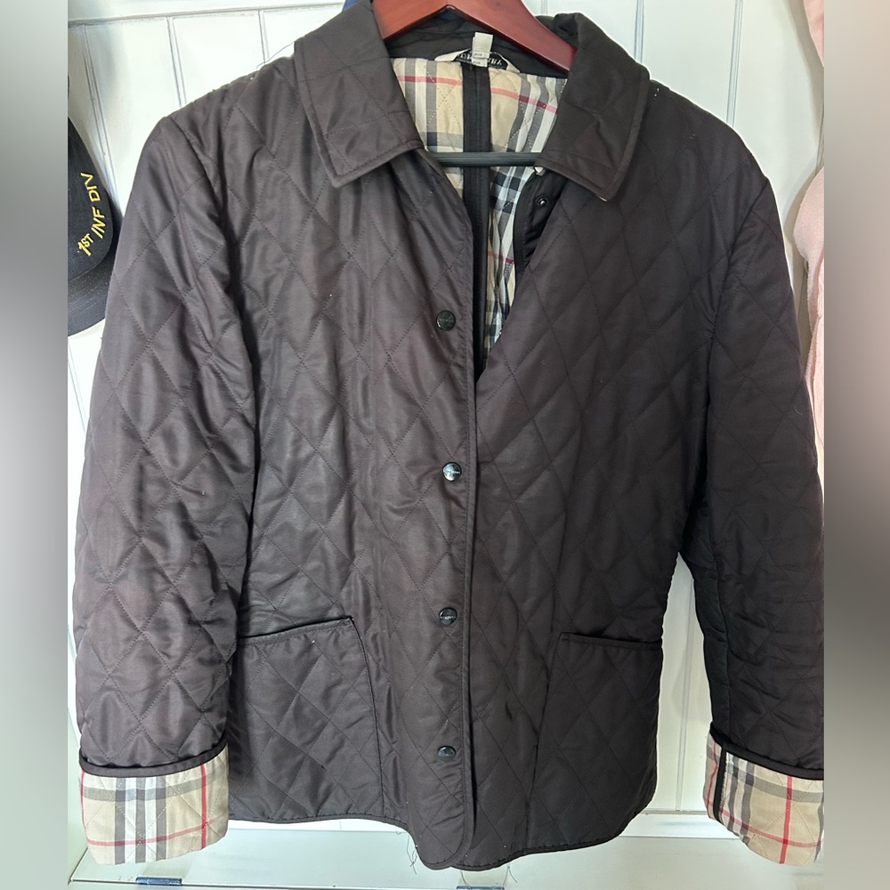 Authentic Burberry Quilted Black Jacket with Plaid Lining